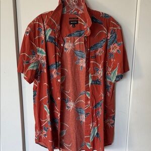 Brixton Men's Red and Blue Floral Shirt